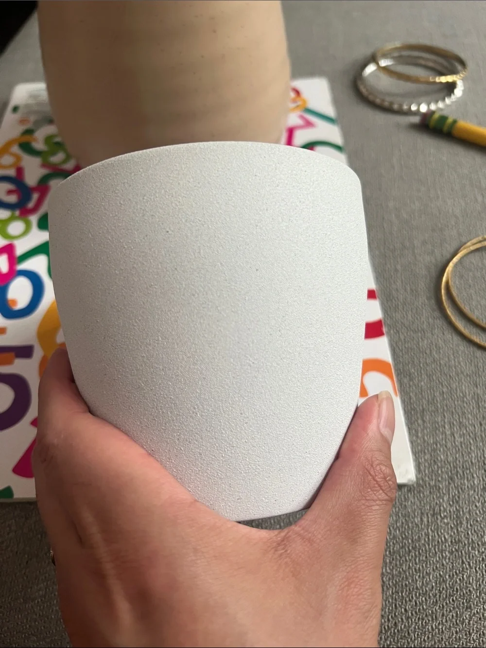4.25 White Ikea Plant Pot - White Textured Ceramic Planter